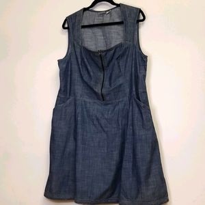 Sleeveless Chambray Princess Seam Zipper Front 2X
